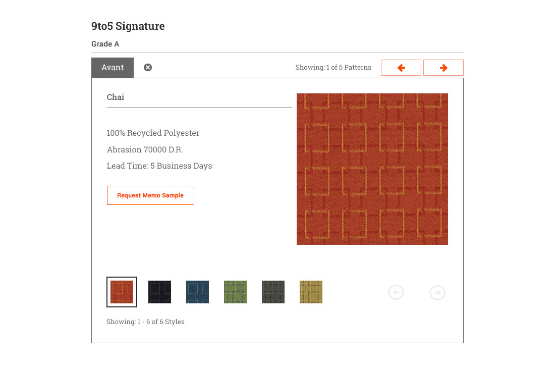 Mark Regynski | 9to5 Seating | UI Design: Fabric Card > 9to5 Signature