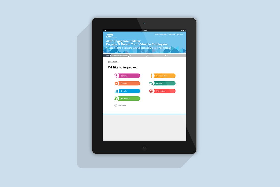 Mark Regynski | ADP: Engagement Meter | Tablet Mockup: Step 1