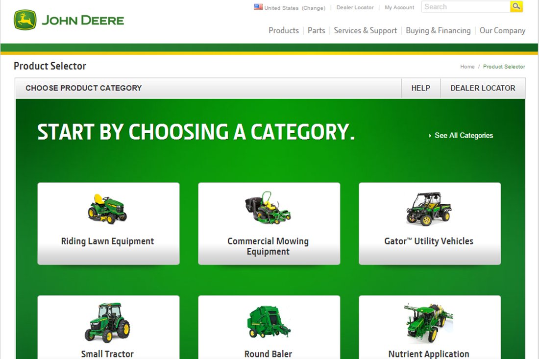 Mark Regynski | Research | Symptoms-based Tools: John Deere - Product Selector