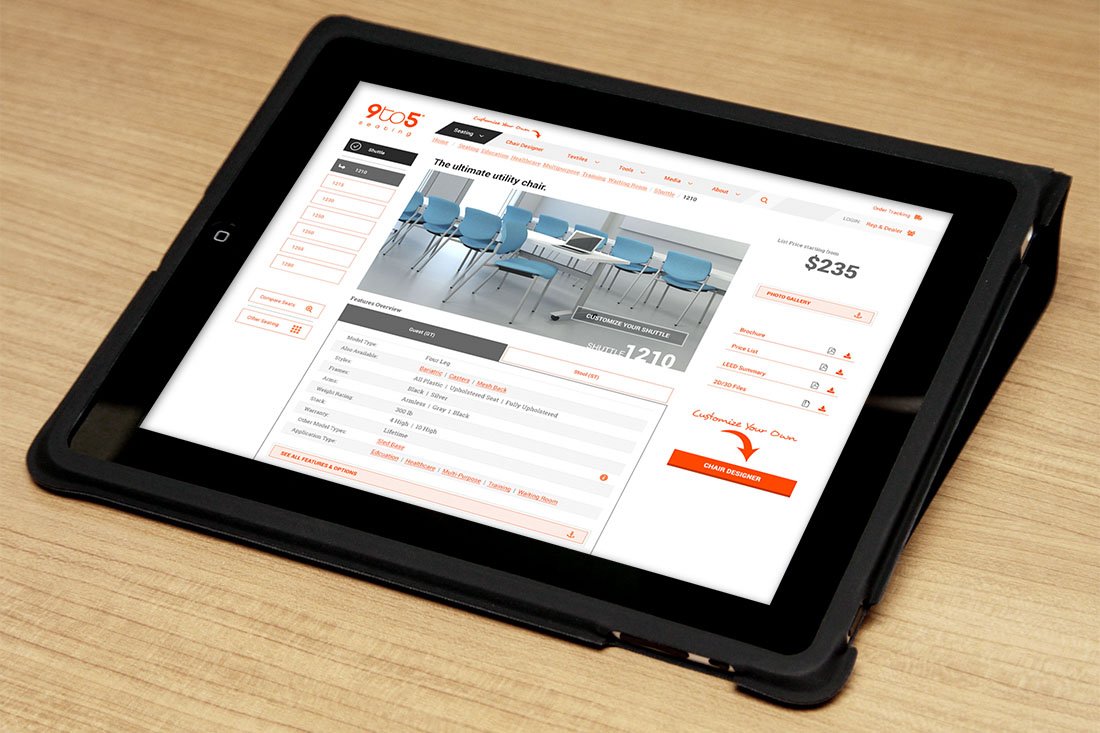 Mark Regynski | 9to5 Seating | Tablet Mockup: Product Page > Shuttle 1210