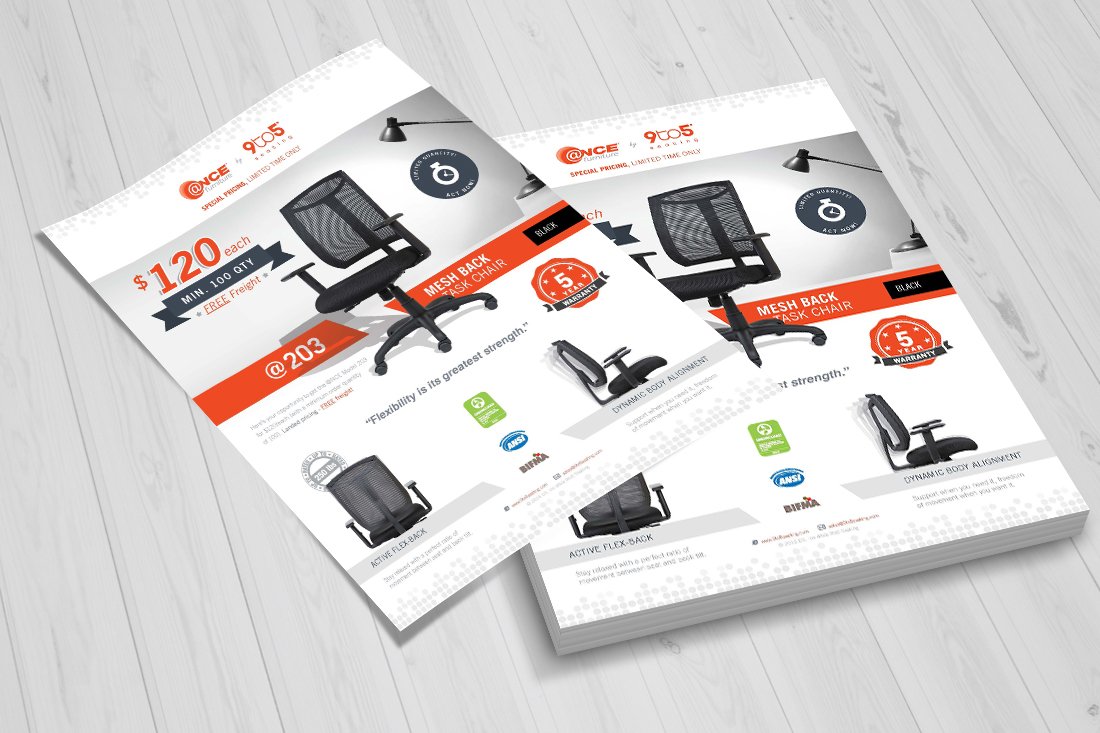 Mark Regynski | 9to5 Seating | Promotional Marketing Collateral | AtOnce Furniture: @203